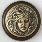 art nouveau lady two inch walnut whorl front view