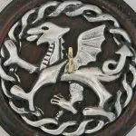 celtic dragon 2 inch walnut whorl close up view