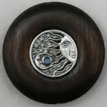 sun, moon & stars 2 inch walnut whorl front view