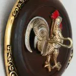 Damascene rooster Ringspindle side view