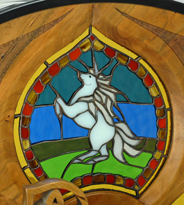 Celtic queen spinning wheel center wheel unicorn panel