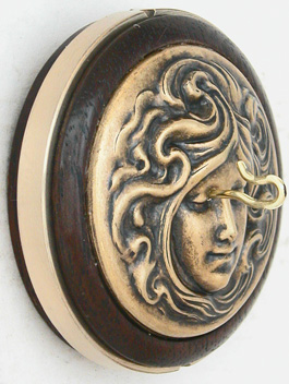 art nouveau lady two inch walnut whorl side view