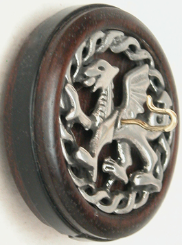 celtic dragon 2 inch walnut whorl side view