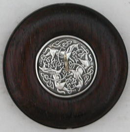 celtic horses II two inch walnut whorl front view