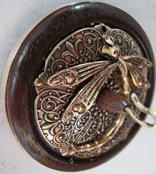 golden dragonfly two inch walnut whorl side view