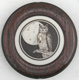 owl two inch walnut whorl front view