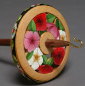 Spring flowers linden whorl handpainted Ringspindle