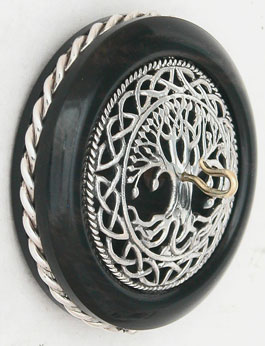 sterling celtic tree of life two inch ebony whorl side view