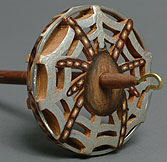 Spider butternut whorl handcarved and handpainted Ringspindle