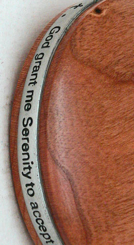 Serenity prayer Ringspindle close up of ring