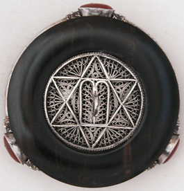 Star of David-Carnelian ebony whorl Ringspindle front view